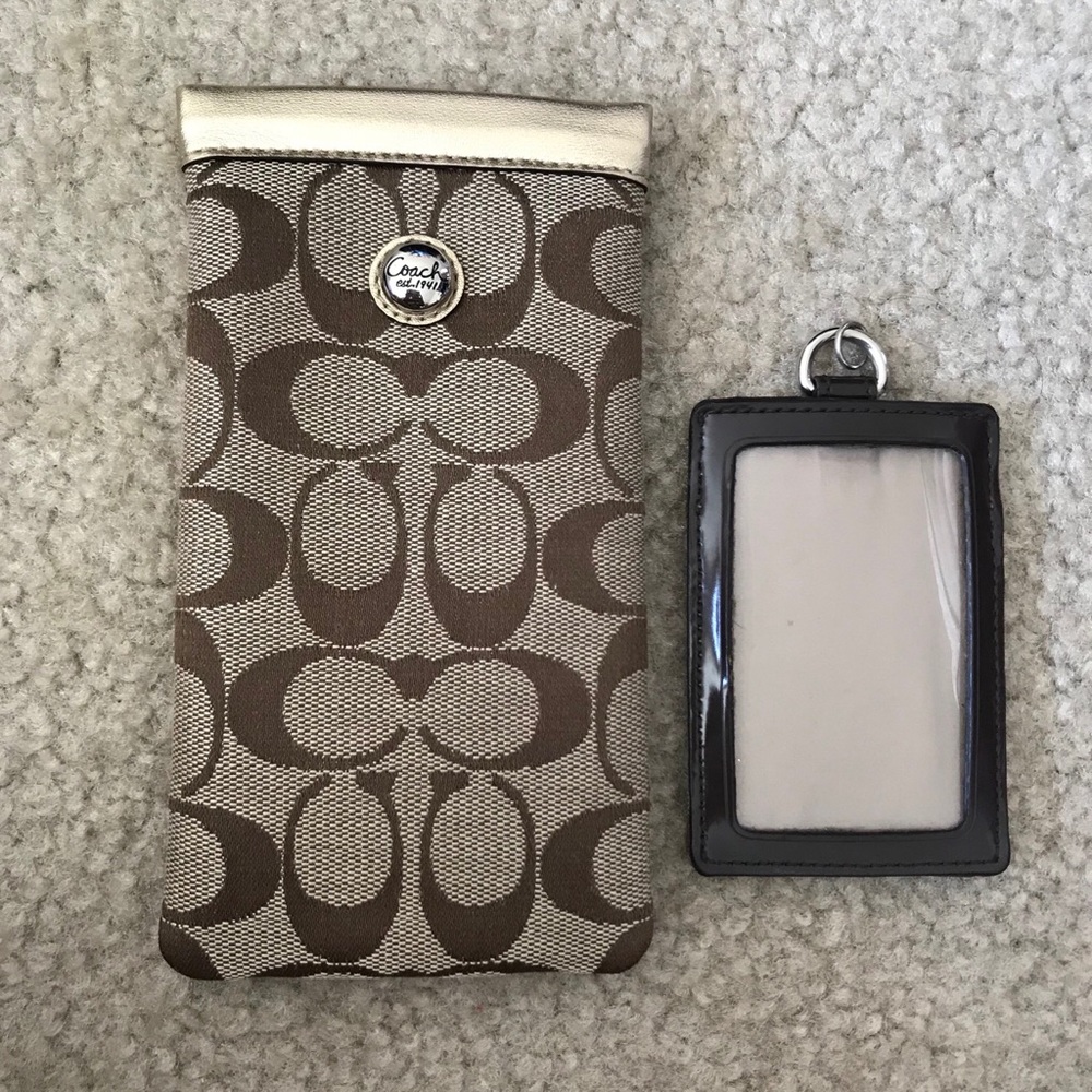 Coach glasses case and luggage tag